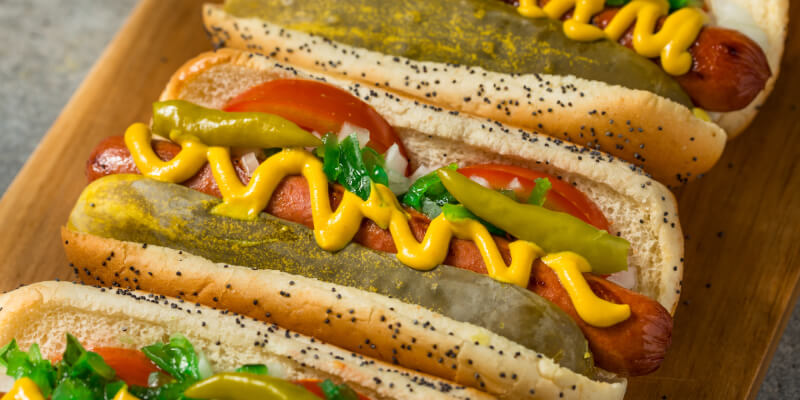 Chicago style hot dogs